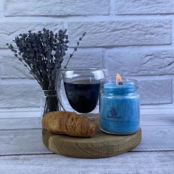 Crystal candle - свічка із пальмового воску синього кольору palm4 фото